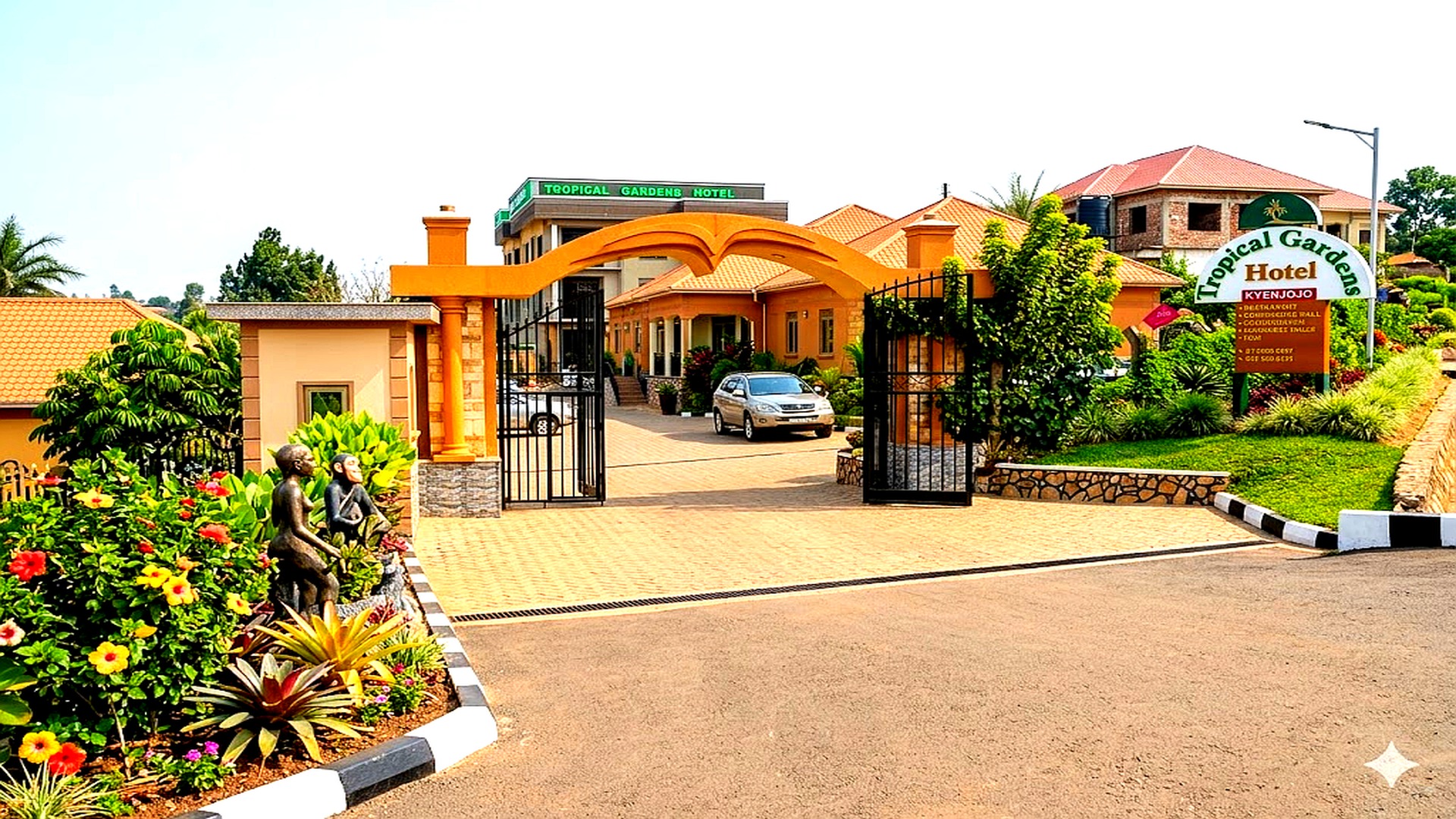 Entrance gate of Tropical Gardens Hotel wedding venue, Kyenjojo